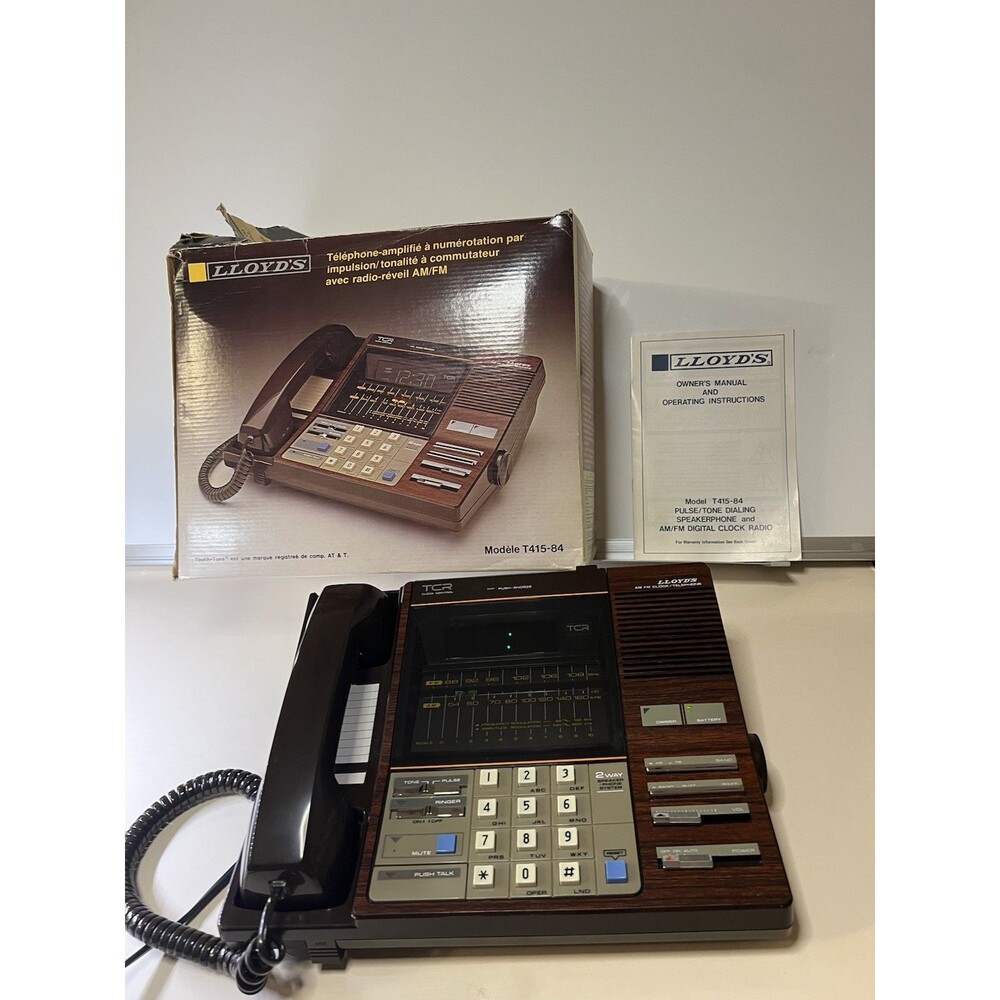 Lloyd's AM/FM Clock Telephone radio TCR Model: T415-84 Series 288A In Box Manual